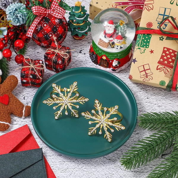 Christmas Snowflake servettring jul servettringar hållare spänne jul servettring strass metall rund serviett spänne för jul bröllop pa
