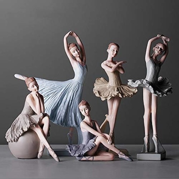 Ballerina Tjejfigurer Balettdansös Staty Konst Skulptur Figur Harts Heminredning Skrivbordsprydnad, Statyett för ditt skrivbord/bokhylla/matbord