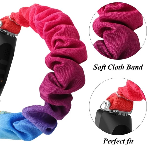 Scrunchies kompatibla med Fitbit Inspire 2 /Inspire HR/Inspire-rem, mjukt ersättningsarmband i stretchtyg för kvinnor med printed tygarmband
