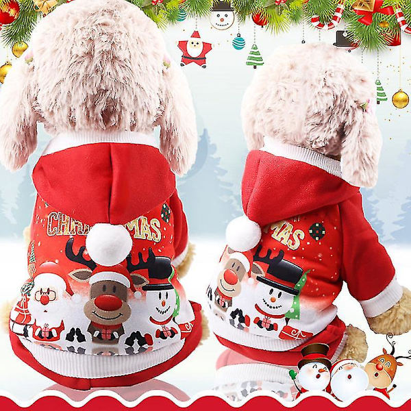 Kæledyrstøj Fire Ben Jul Elg Fleece Efterår og Vinter Sweater Hund Kat (XL)