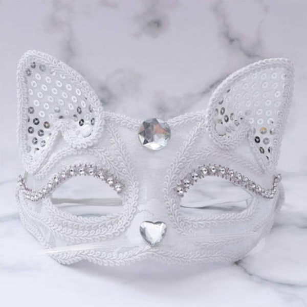 Puoliksi pitsiä pariskunnille Kettu Puolinaamio Vintage Puolinaamio Naamiaisjuhlakoristeet Halloweeniin Mardi Gras Naamiaisjuhliin 1 kpl (Valkoinen)