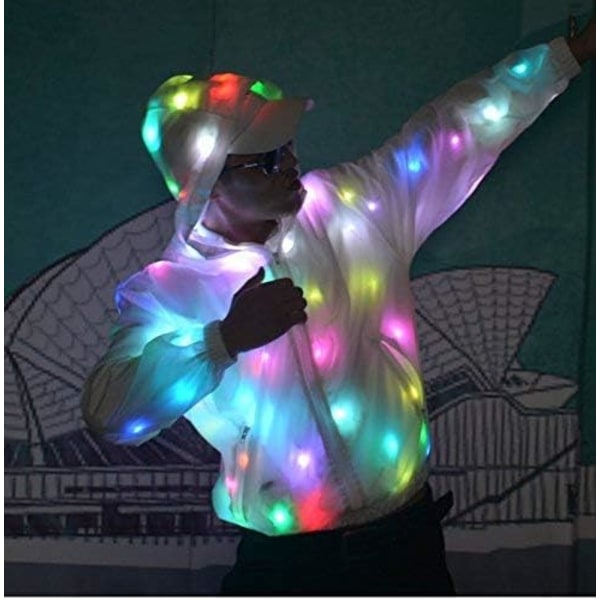 LED-blixtjacka för män och kvinnor Baseballhuvtröja Sportkappa Festklänning Modeklänning L