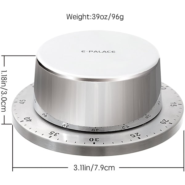 Kökstimer för kök Silver elektronisk magnetisk 60 minuter, stoppur för nedräkning, klockläge, väckarklockaläge, justerbar volym, lätt att använda