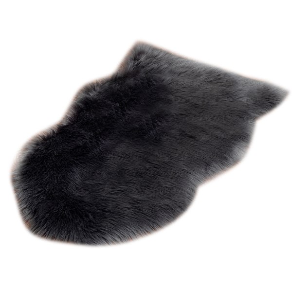 Lyxig mjuk konstgjord australisk ull Plyschmatta Sovrum Vardagsrumsmatta 40*60cm (svart)