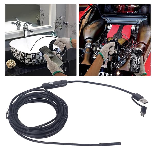 5 M USB Endoskopkamera 5,5 Mm Borescope Inspeksjons Snake Camera med LED-lys