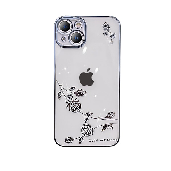 Rosmönster galvaniskt case för iPhone 14 (blå)