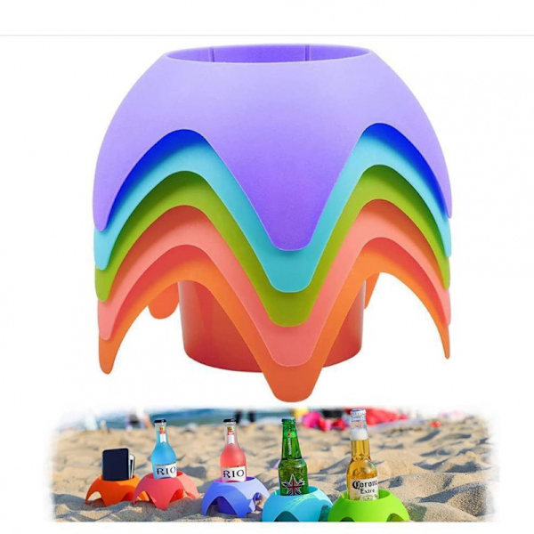 5 Pak Outdoor Strand Kopholder Drikkeholder Kopholder，Opbevaringsbakke til kopholder ved stranden