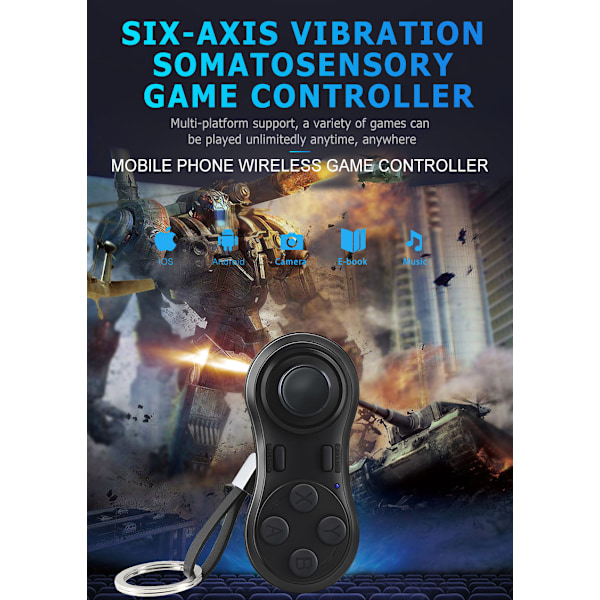 Bärbar Mini Bluetooth Controller Kompatibel VR Controller PC Gamepad Joystick Fjärrkontroll Fjärrkontroll Gamepad för Android/iOS/PC