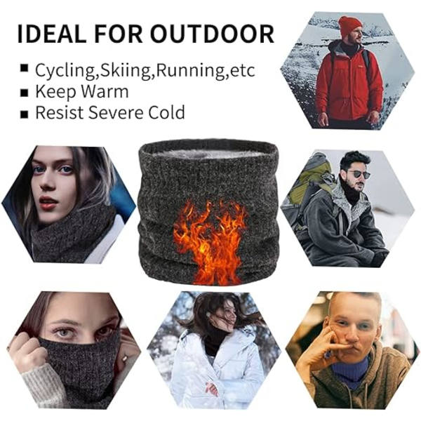 Talvi Kauluri Fleece Vuorattu Infinity Huivi Paksuuntuva Tuulenpitävä ja Pölytiivis Hiihto Ympyrä miehille naisille Kaksikerroksinen Fleece Vuori Neulos Khaki
