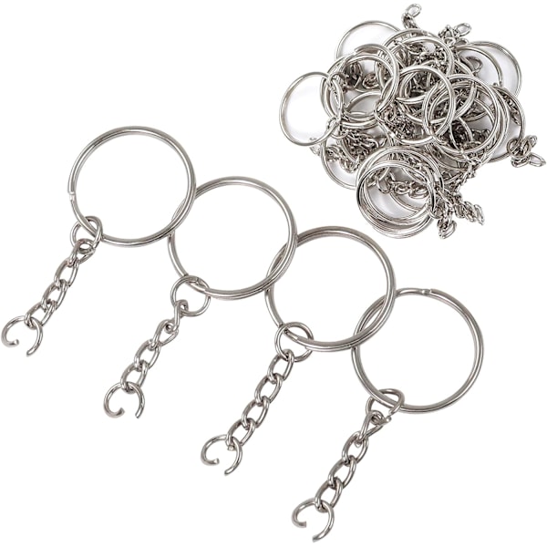 Nøkkelring, 30 stk. Nøkkelring, Nøkkelringklips, 30 stk. Åpne hoppringer, Nøkkelring med kjede, for nøkkelringer og håndverk, smykker DIY