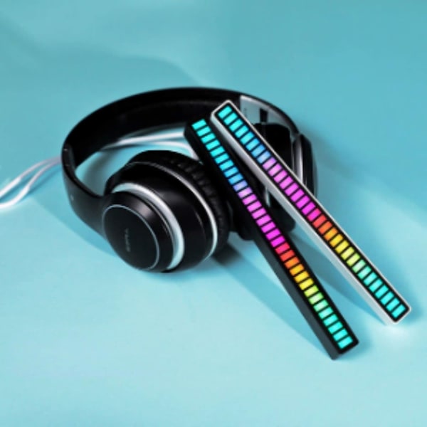 2 ST RGB Röstaktiverat Rhythm Light, Ljudupptagningsljus, Fancy Sync Box, Aktiverat ljus Färgglada DJ Lights Musik LED Ambient Light RGB Light Bar för