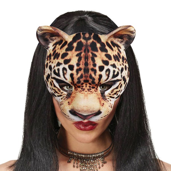 Halv ansikte djur gepard mask cosplay kostym pannband halloween scen rekvisita huvudbonader
