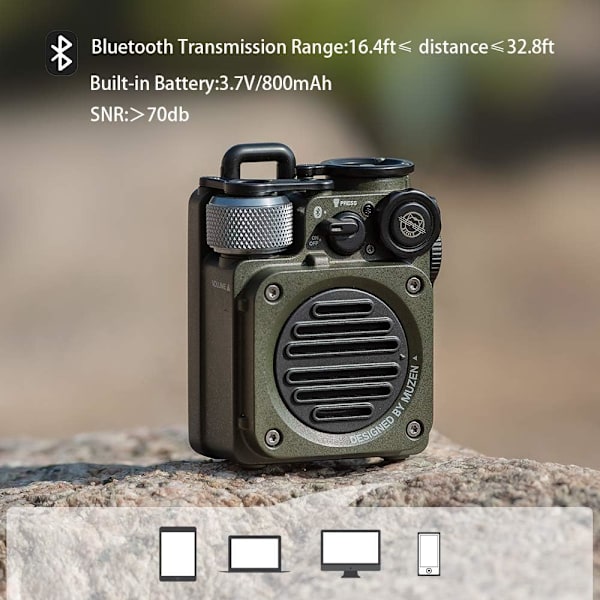 Wild Mini Kestävä Ulkokaiutin, Bluetooth Kannettava Kaiutin Voimakkaammalla Äänenvoimakkuudella, Kristallinkirkas Ääni, Langattomat Vedenpitävät Kaiuttimet Matkustamiseen, Ulkokäyttöön