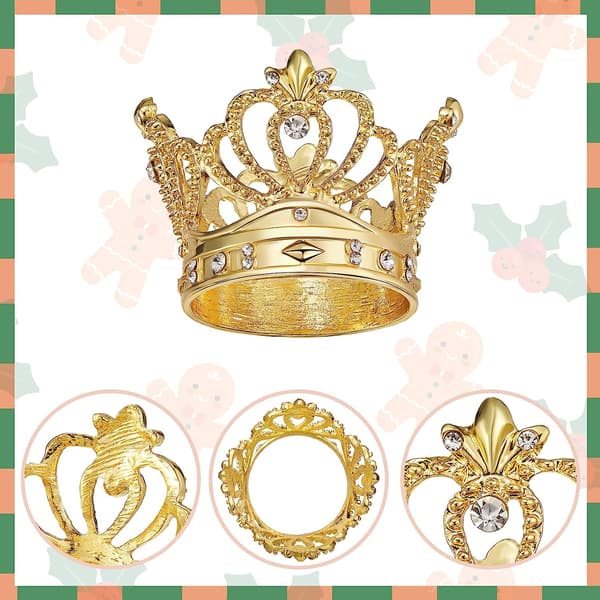 Guld Servettringar Set om 6 - Krona Rhinestone Julservettring