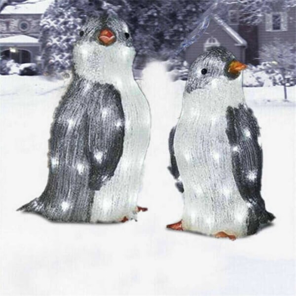 3 ST Christmas Penguin Akryl 50 lysdioder lyser upp utomhusfigurinredning (stor storlek)