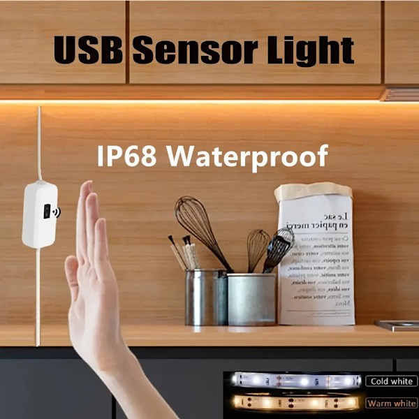 Flexibel LED Strip 5V Dimbar Rörelsesensor Switch USB För Spegel Hand Rörelsesensor För Jul Dekor Bakgrundsbelysning Lampa 3m