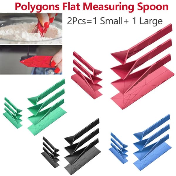 Polygons Flat 3-i-1-mätskedar - 2 skedar red