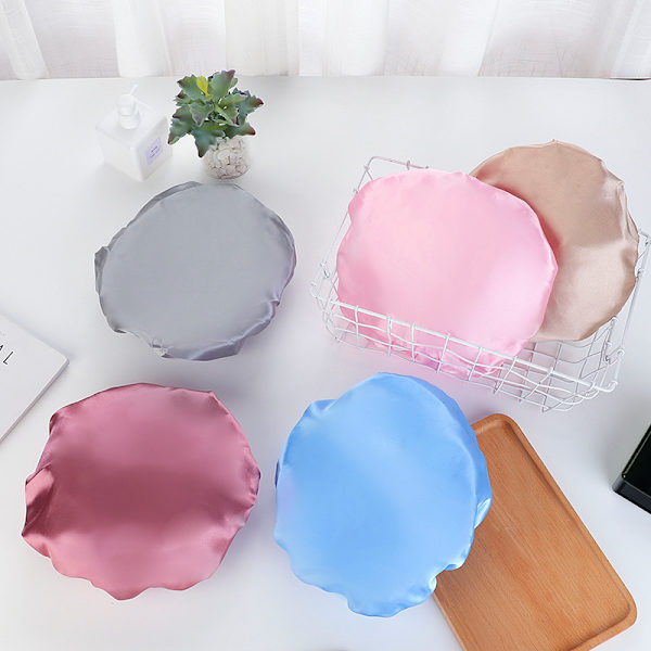 Dusjhette Vanntett Gjenbrukbar Doble Lag Elastisk Dusjhatt For Baderom (rosa)