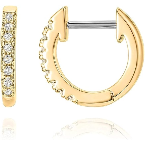 14k guldpläterade Cubic Zirconia Huggie Stud Cuff örhängen