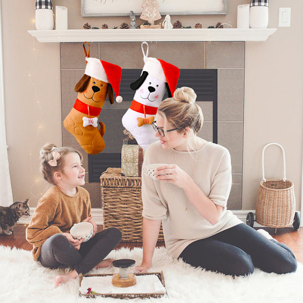2 st Nytt julpynt Jul Hund Ben Present Strumpor Godis Strumpor Karaktär Present Strumpor Julgranshänge 40*20*23cm