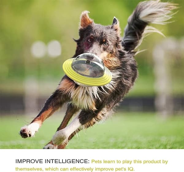Hundelegetøj, Interaktivt IQ Pet Hundeboldlegetøj, Interaktivt Godbidslegetøj, Hundefoderdispenser, Hundefoderbold, Smart Hundebold (Gul)