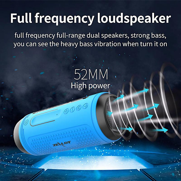 Kannettava ulkokäyttöön tarkoitettu Bluetooth-kaiutin, langaton, vedenpitävä, taskulamppu, FM Aux -musiikkisubwoofer - Sininen