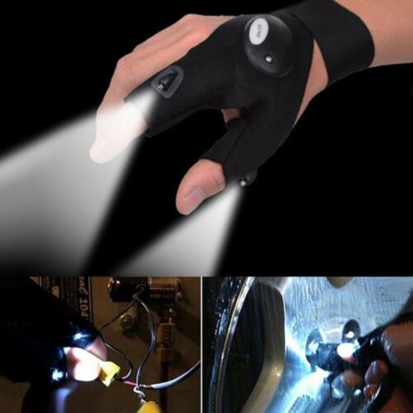 2st USB uppladdningsbar led ficklampa självlysande fiskehandskar andningsbara utomhusbelysningshandskar fingerljushandskar