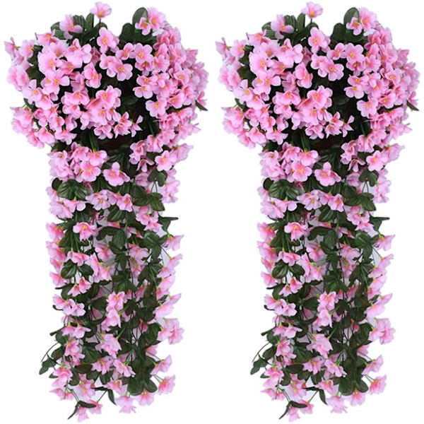 2-pack Konstgjorda Hängande Blommor Växter, Flerfärgad Violett Blomma Murgröna Wisteria Girlang Dekor Vackra Sidenblommor för Inomhus Utomhus Hängande