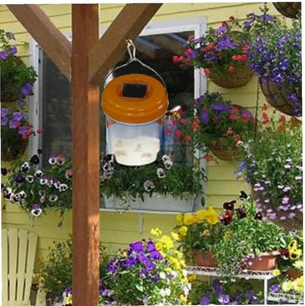 LED Drosophila fälla geting och myggfluga Solar LED flugfällor utomhus geting för bin Gula jackor 2-pack (orange)