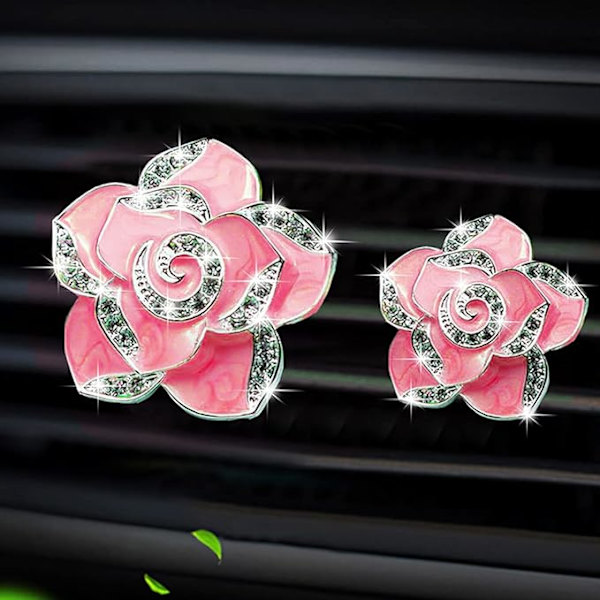 2 Pakning Bilventilklips, Krystall Bil Diffuser Ventilklips, Rhinestone Olje Diffuser Ventilklips, Billuftfriskere for Kvinner, Biltilbehør for Kvinner - Sty