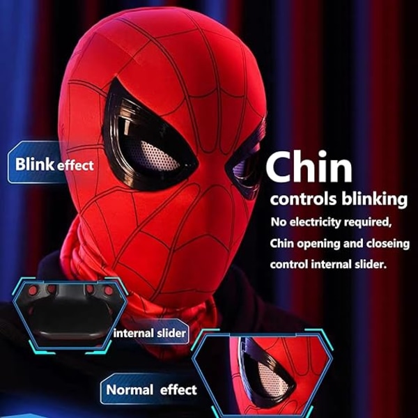 Mascara Spiderman Headgear Cosplay Moving Eyes Electronic Mask Spider Man 1:1  Chin Control Elastic Toys For Adults Kids Gift