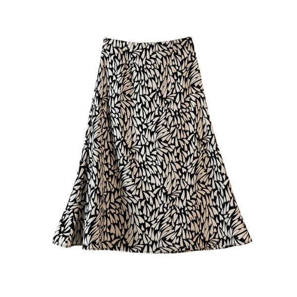 Elegant och romantisk höstlöv Mångsidig A-linje printed tunn fransk kjol (M)
