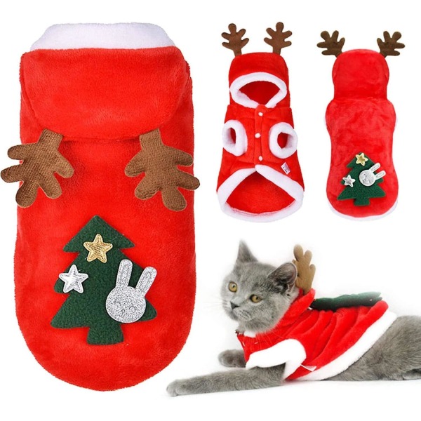 Katt Hund Juldräkt polyester Älg Husdjur Juldräkt Söt Hund Julkläder Husdjur Julkläder (L)