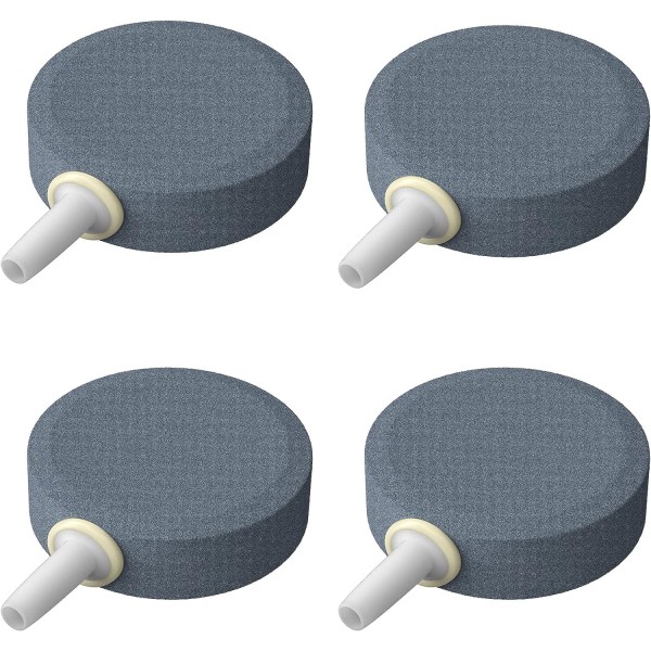 Akvarium 4 CM Luftstein Boble Disk Diffuser Utløserverktøy for Luftpumper Akvarier Bøtter Små Dammer og DWC Tanker, Sett med 4