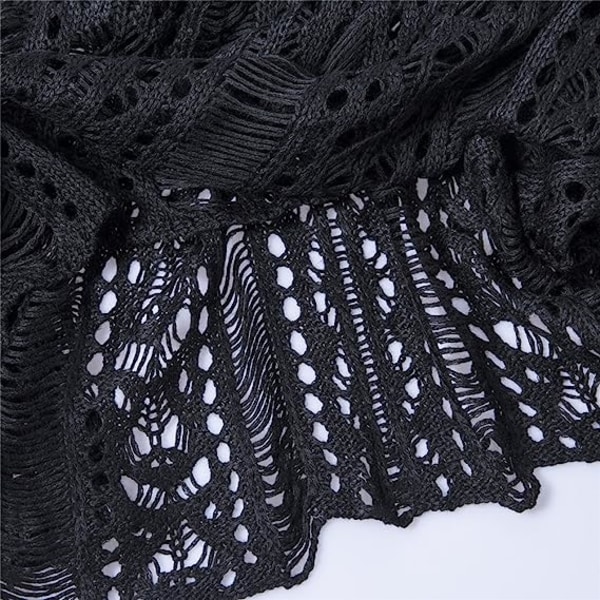Cover och saronger, baddräkt med öppen rygg för kvinnor Virkad spets Bikini baddräktsklänning, svart