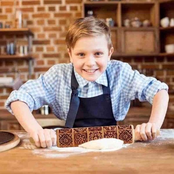 Prege Kjevle, Kjevler for Baking, Jul Tre Kjevle i Tre, Dyp Gravert Prege Kjevle Kjøkken Dekor Verktøy for Baking Em