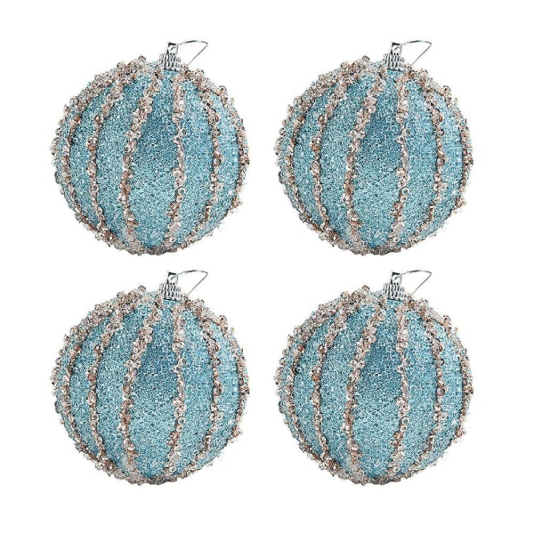 4st 8cm Julkulor Ornament Glitter Skumprydnader Juldekorationer Trädgranskulor blus