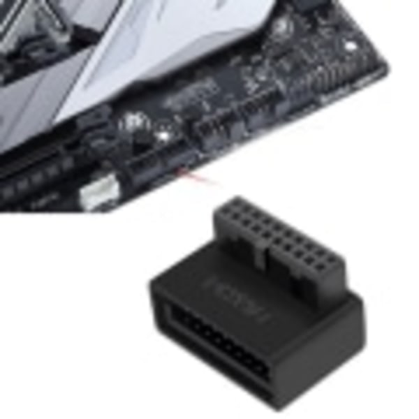 Pöytätietokoneen emolevyn USB 3.0 -liitäntäadapteri 19p 20p pystysuora pistoke neula 90° kierretty asennettu ohjauskaari A