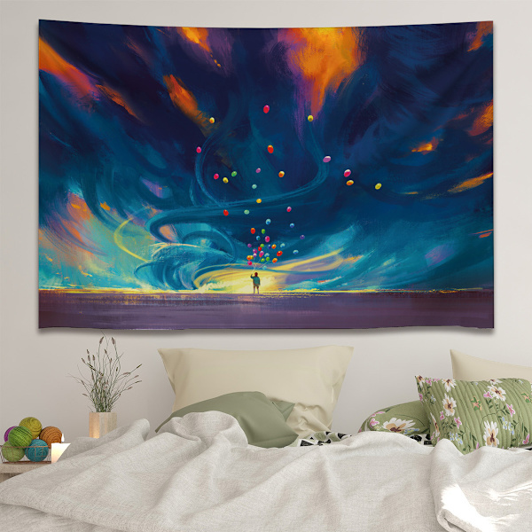 Nordic Room Dekorativ gobeläng Digitaltryck Bakgrund Tyg Hemtapet (Flygande ballonger)