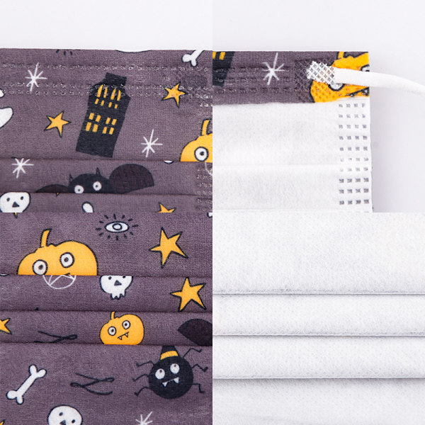 80 Halloween Engangsmasker Spunlace Voksenprint 3 Lag F