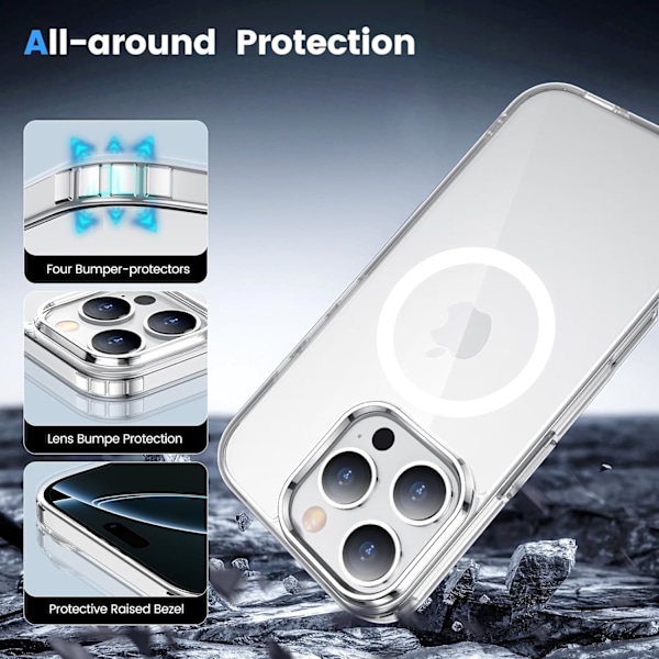 Suunniteltu i-Phone 16 Pro Max -kotelolle, [Yhteensopiva Magsafen kanssa][Keltaisuutta estävä][Sotilastason suojaus] Iskunkestävä suojus Slim Cover - 6,9 tuumaa, Kirkas