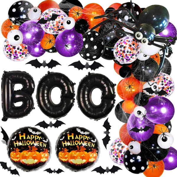 Halloween Ballong Garland Kit, 121 stk Svart Oransje Lilla Konfetti
