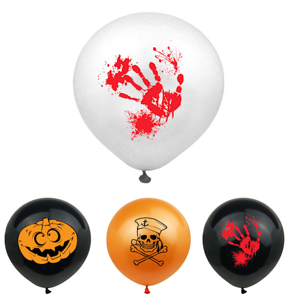 40 stk Halloween Ballongdekorasjonssett Svart Ballong Hexe Skallehode Edderkopp Spøkelse Ansikt Latex Ballong Festdekorasjon
