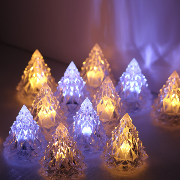 24-delat paket, varmt ljus kristall juldekorationslampa, inomhus LED liten nattlampa, bröllopsrum, romantisk atmosfär, inredning