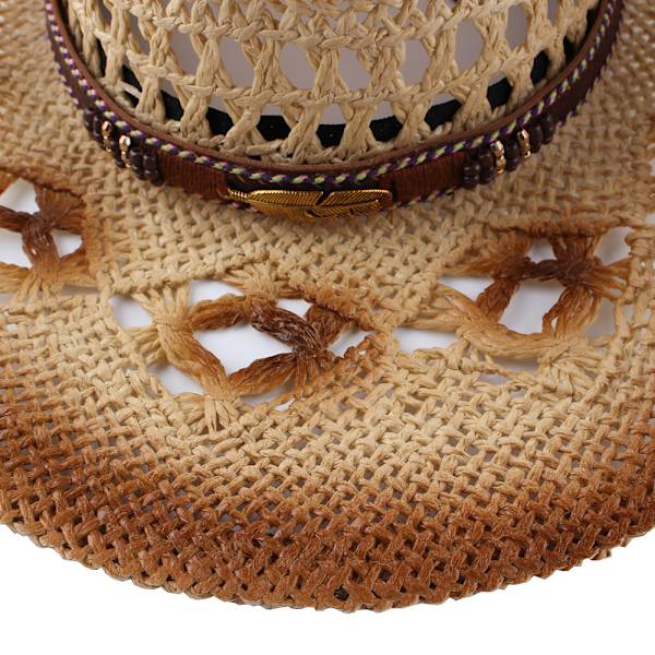 Cowboyhat i strå til kvinder og mænd med formbar skygge, Western Cowboyhat
