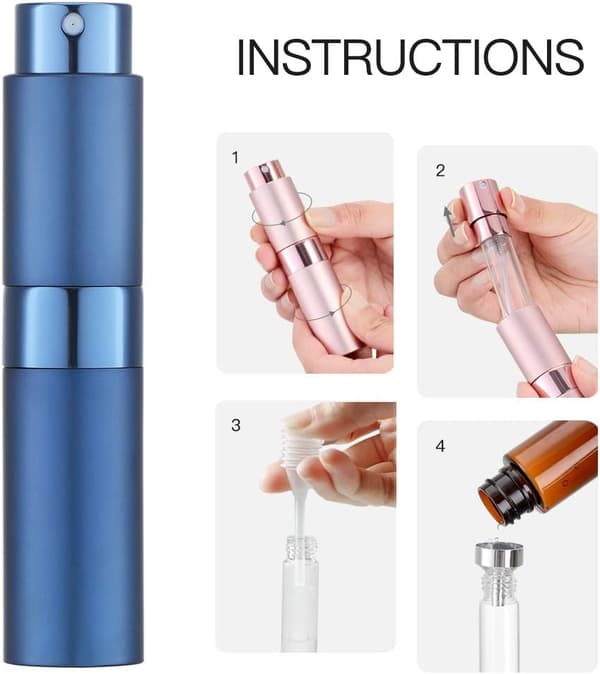 8 ml Påfyllbar Pose Tom Sprayflaske, Parfyme Atomizer, Parfymeflaske Spray Refill, Reisespray (Blå)