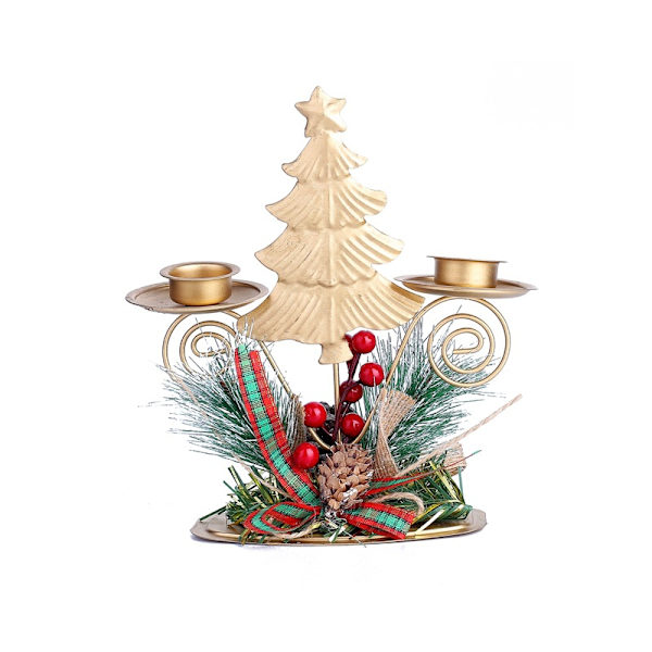Julgran Jul Ljusstake Hem Järn Ljus Ornament Present Skrivbordsljushållare för jul Bordsdekoration Guld