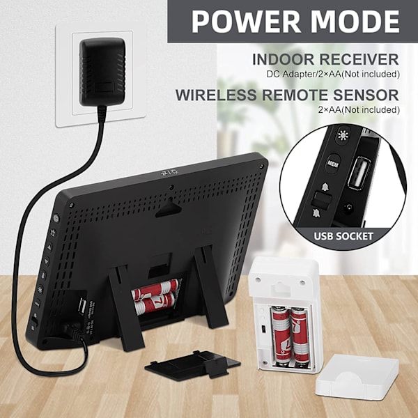 1 väderstation inomhus utomhustermometer Trådlös färgdisplay Digital temperaturfuktighetsmätare, vädertermometerprognosstation med kl.
