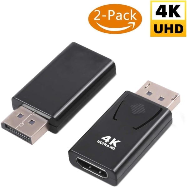 2-pack DisplayPort till HDMI Adapter 4K, Guamar Display Port till HDMI (Monitor), Guldpläterade DP hane till HDMI honkontakter för HP Laptop, PC, Compute