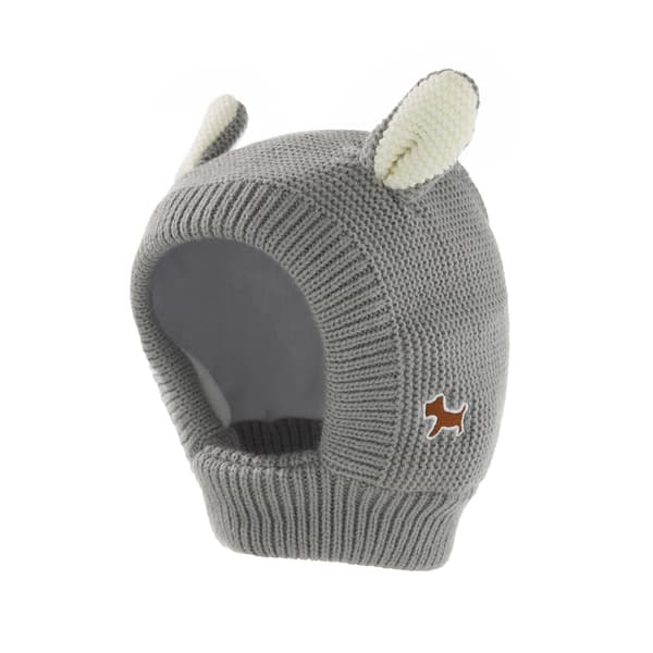 Barns pullover stickad mössa baby enfärgad förtjockad stickad scarf mössa (grå)